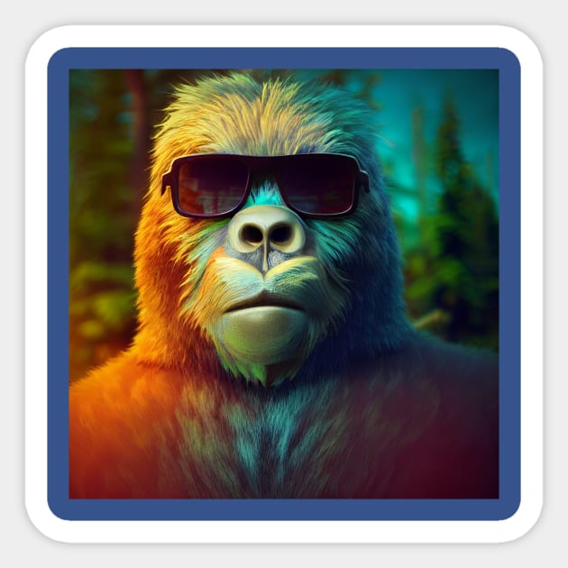 Dope Sasquatch in Nature Homo Habilis Sticker TeePublic